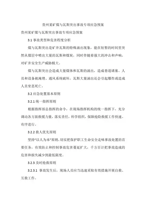 贵州某矿煤与瓦斯突出事故专项应急预案