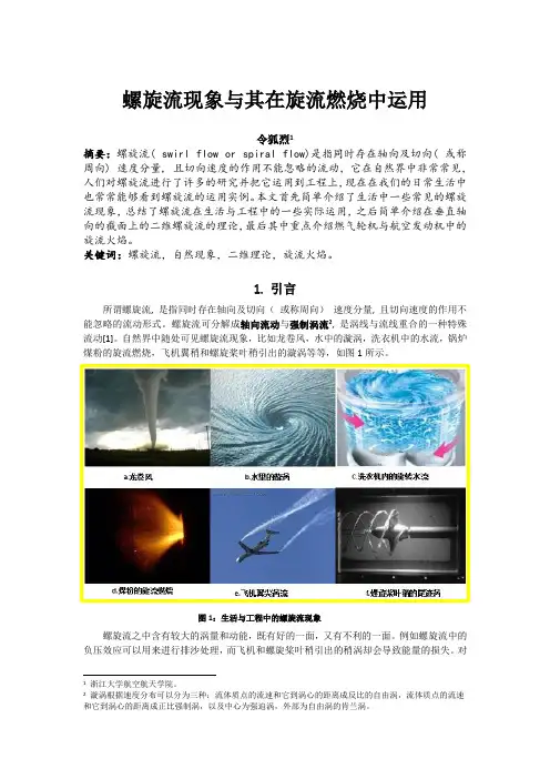 螺旋流现象与其在旋流燃烧中运用,上传文档