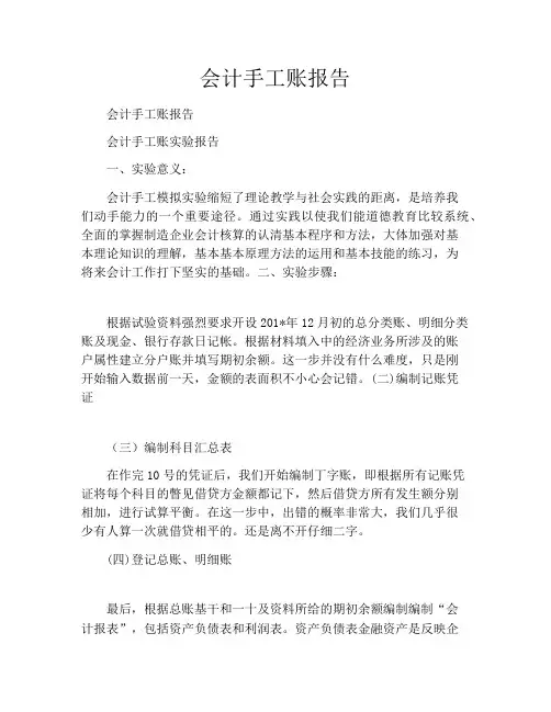 会计手工账报告