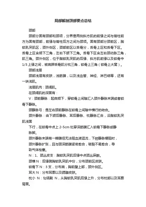 局部解剖颈部要点总结