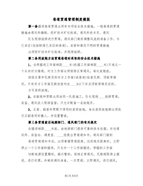 巷道贯通管理制度模版(3篇)