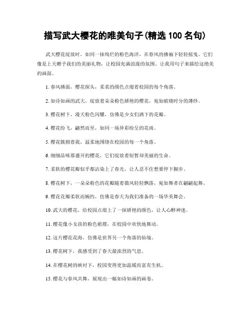 描写武大樱花的唯美句子(精选100句)
