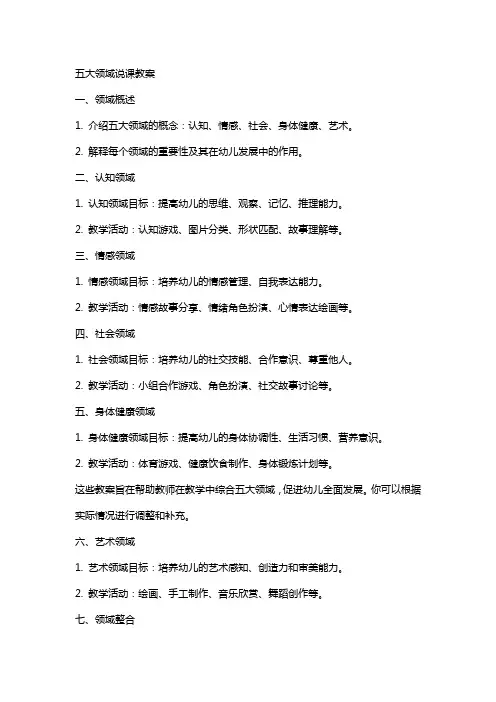 五大领域说课教案