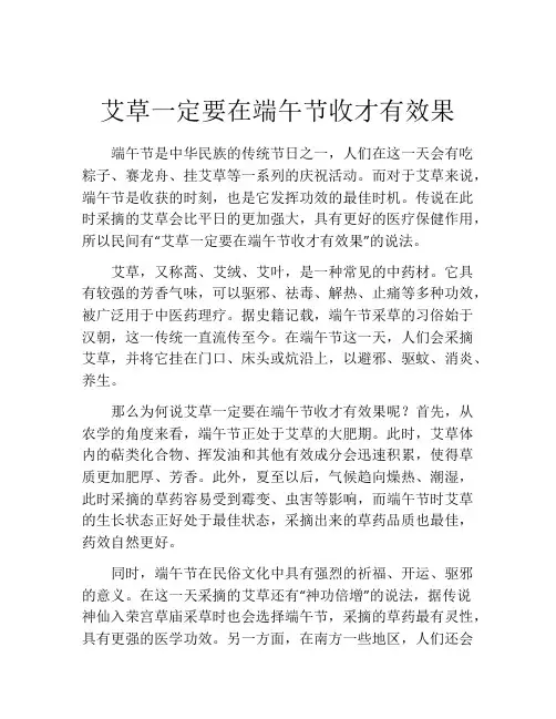 艾草一定要在端午节收才有效果