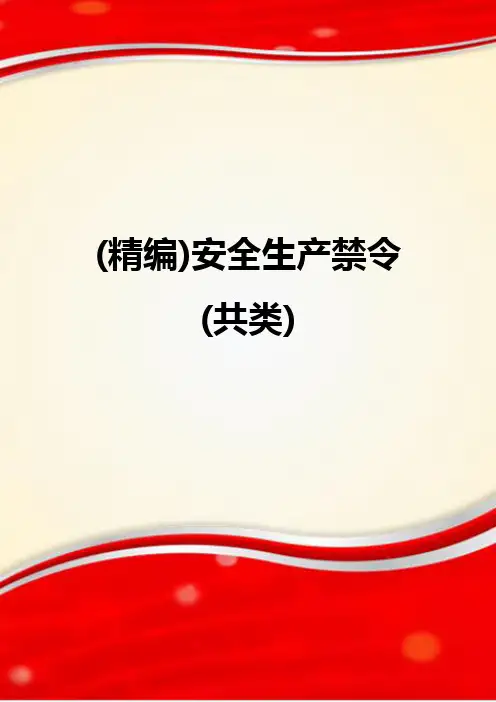 (精编)安全生产禁令(共类)