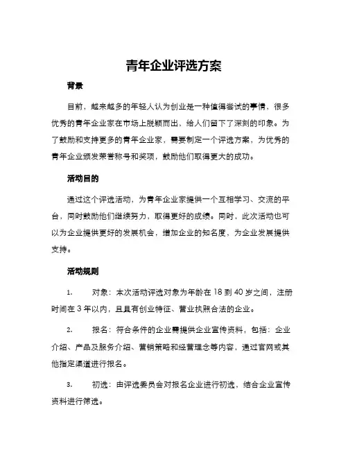 青年企业评选方案