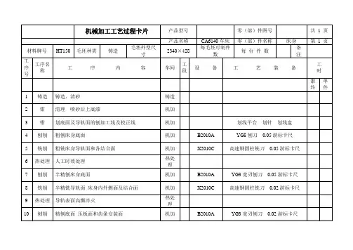 CA6140车床床身加工工艺及夹具设计 工艺过程卡片