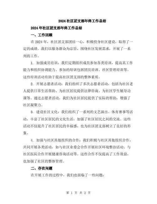 2024社区团支部年终工作总结
