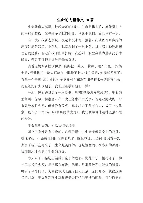 生命的力量作文10篇精选