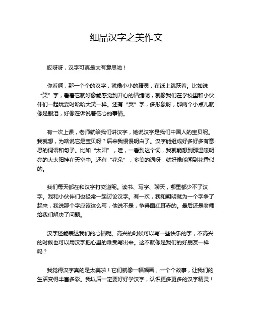 细品汉字之美作文