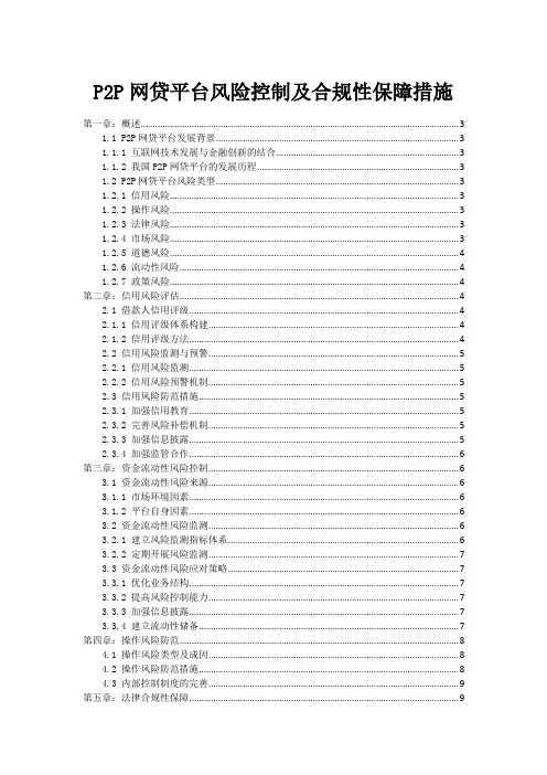 P2P网贷平台风险控制及合规性保障措施