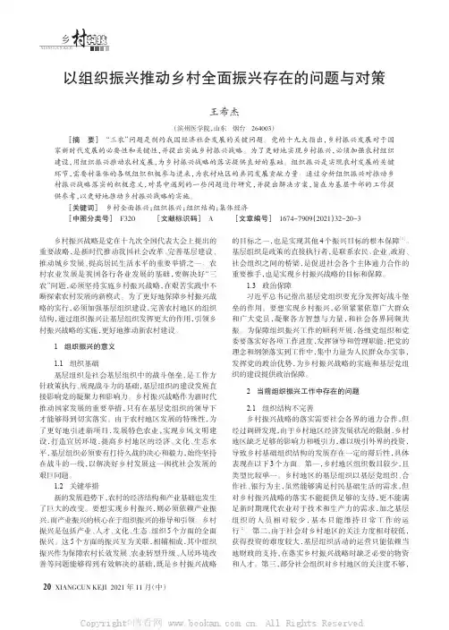 以组织振兴推动乡村全面振兴存在的问题与对策