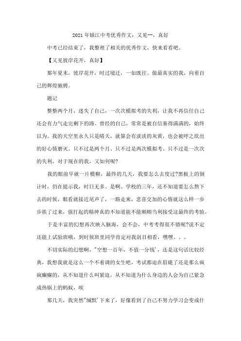 2021年镇江中考优秀作文：又见--,真好