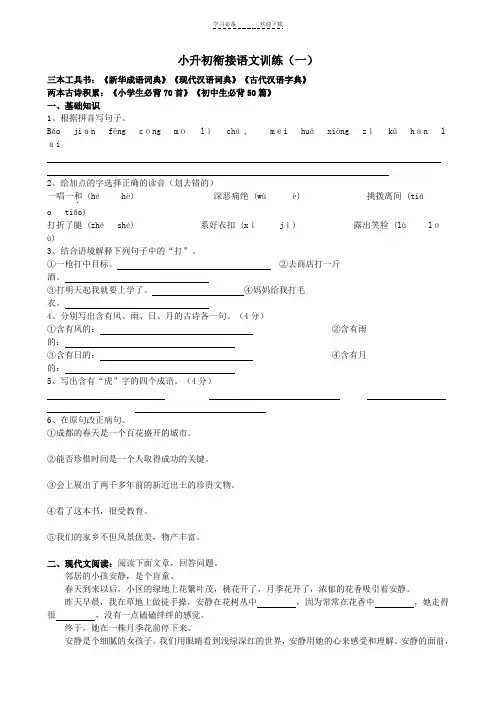 小升初衔接语文(一)学生资料
