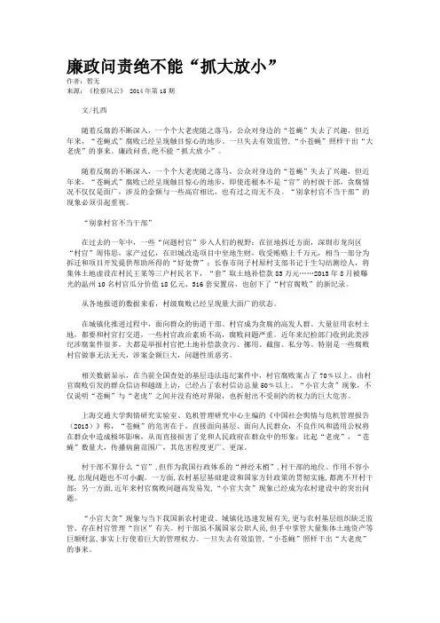 廉政问责绝不能“抓大放小” 