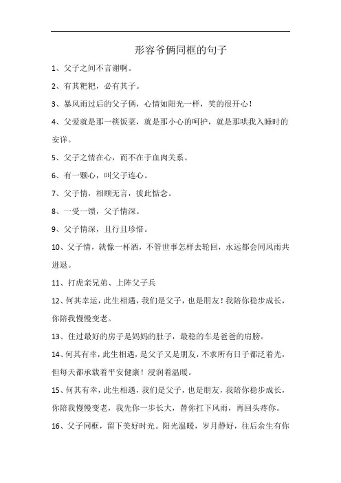 形容爷俩同框的句子