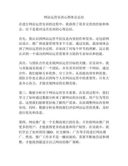 网站运营实训心得体会总结