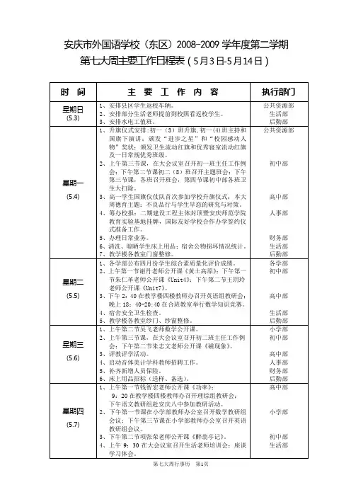 安庆市外国语学校(东区)2008-2009学年度第二学期