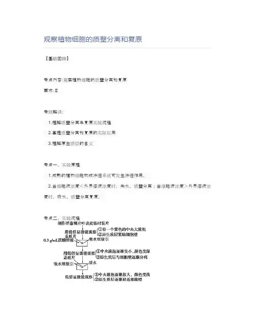 观察植物细胞的质壁分离和复原