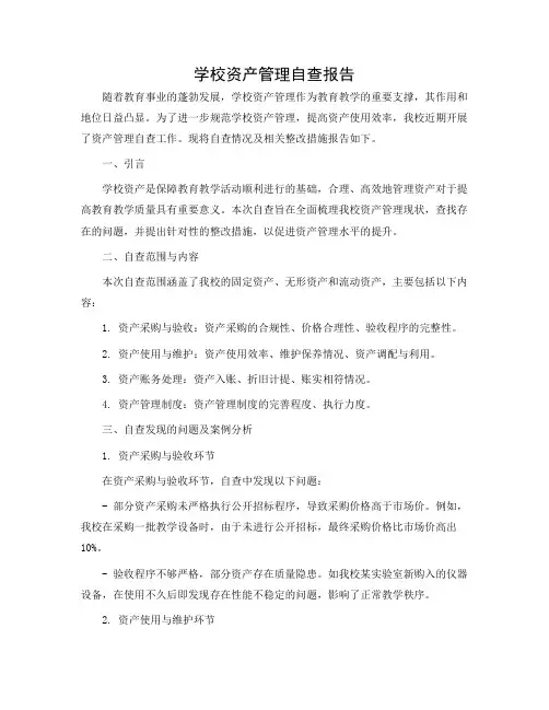 学校资产管理自查报告