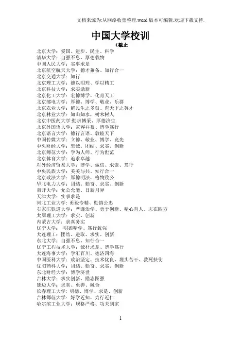 中国大学校训(最新版)