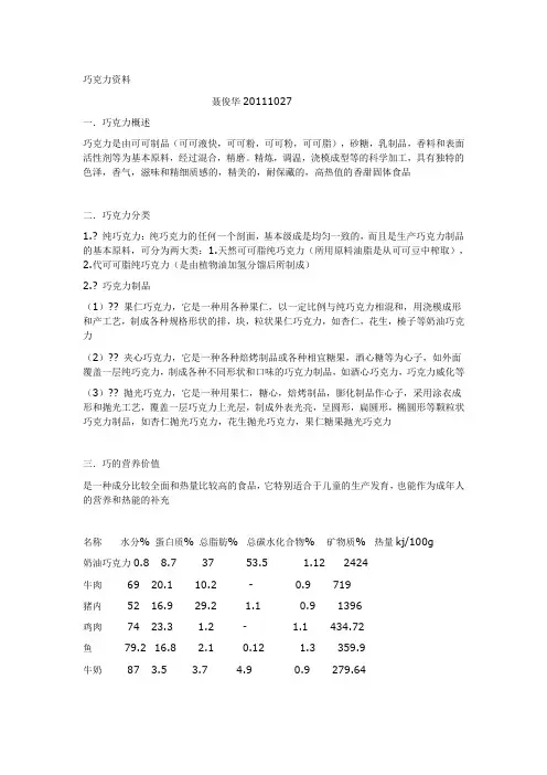巧克力资料