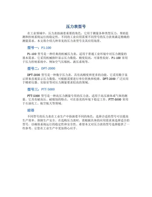 压力表型号1