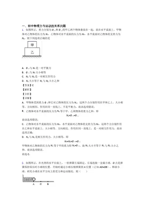 2020-2021物理二模试题分类汇编——力与运动的关系问题综合附答案