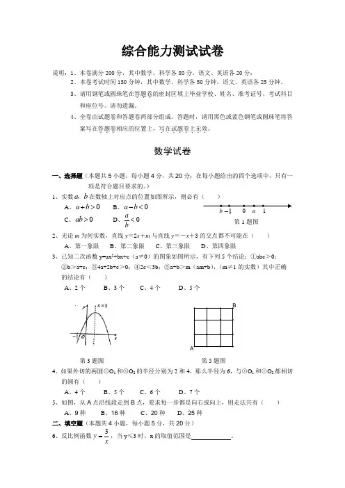 综合能力测试试卷