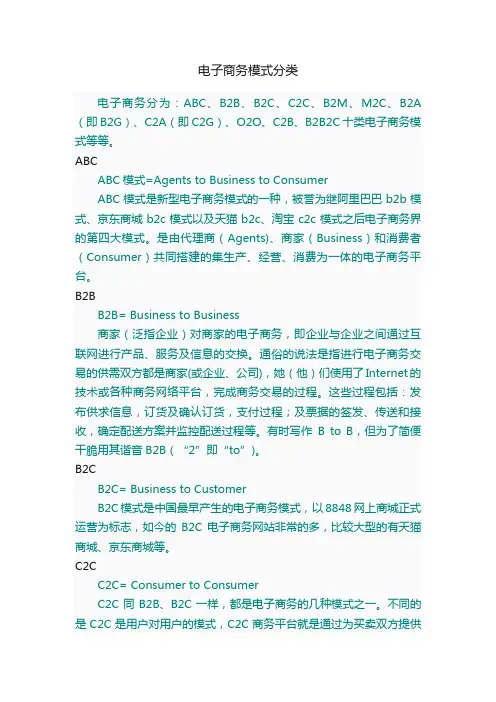 电子商务模式分类