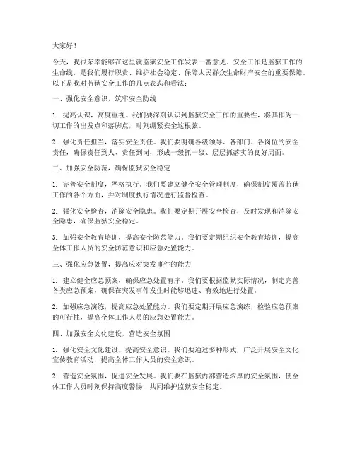 监狱安全论坛发言稿范文