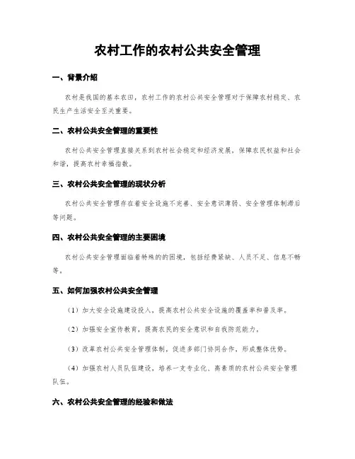 农村工作的农村公共安全管理