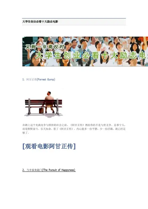 大学生创业必看十大励志电影