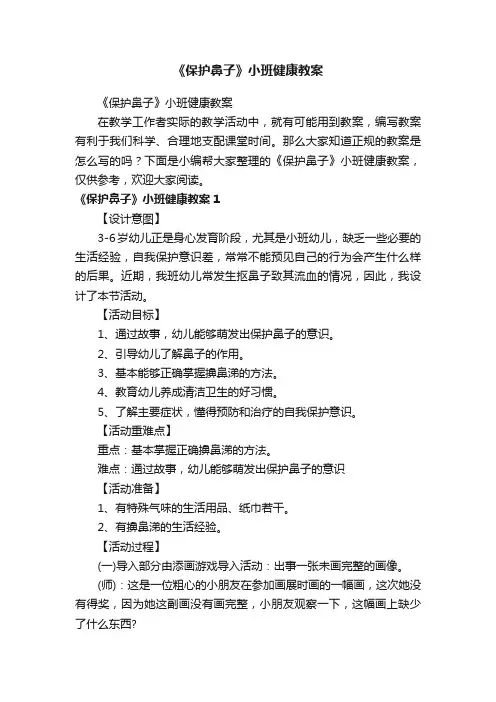 《保护鼻子》小班健康教案