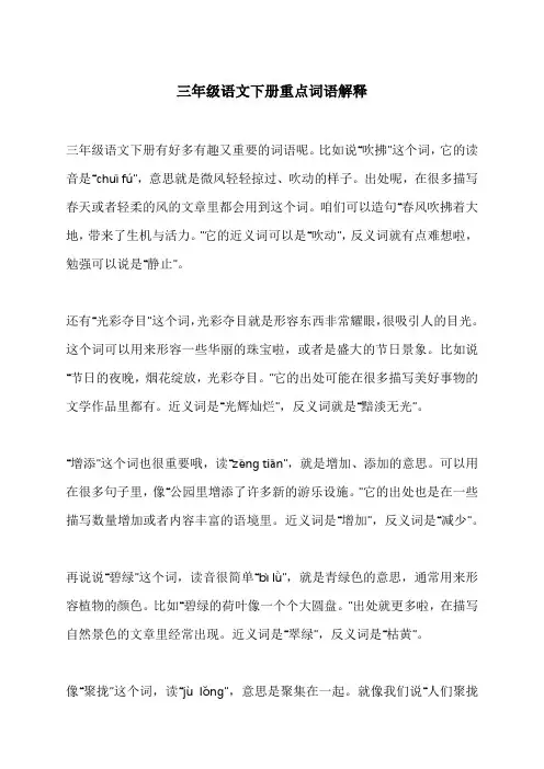 三年级语文下册重点词语解释