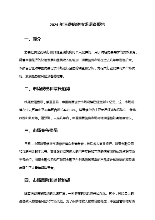 2024年消费信贷市场调查报告