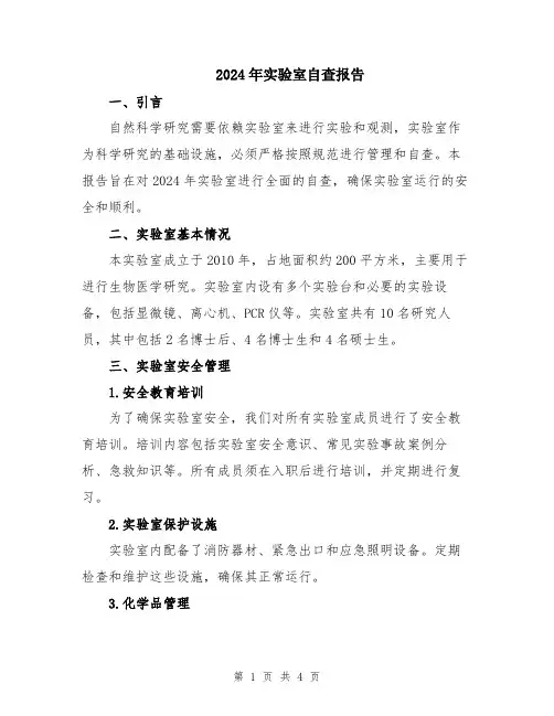 2024年实验室自查报告