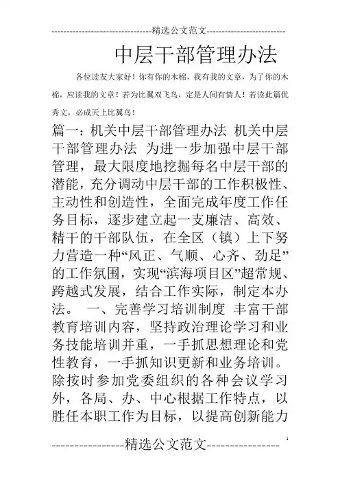 中层干部管理办法