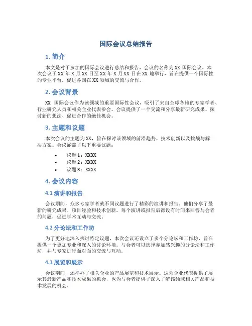 国际会议 总结报告