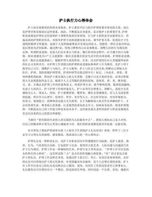 护士执行力心得体会