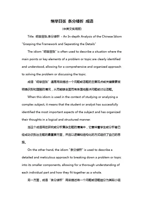 纲举目张 条分缕析 成语
