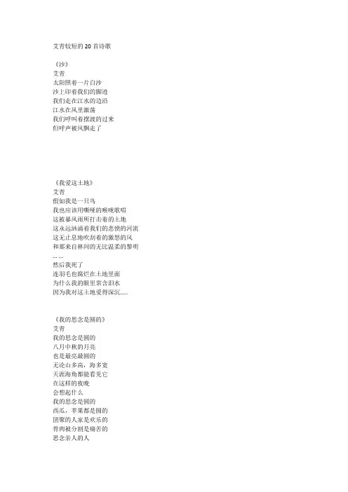 艾青最短的诗20首