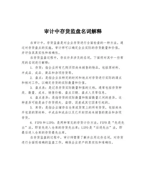 审计中存货监盘名词解释