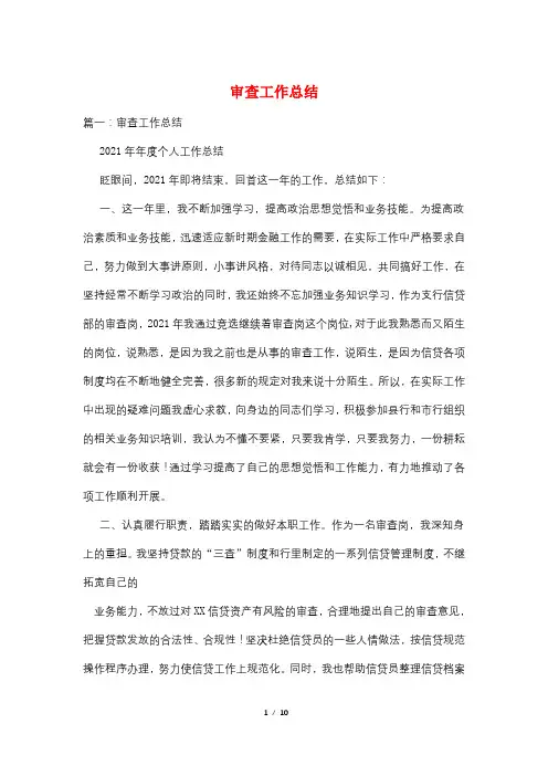 审查工作总结