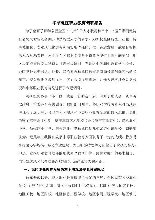 毕节地区职业教育调研报告(1)