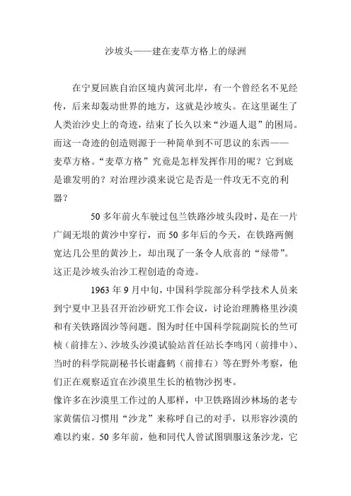 沙坡头建在麦草方格上的绿洲