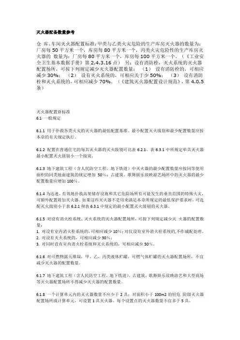 消防设备配置规定