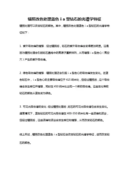 辐照改色处理蓝色ⅰa型钻石的光谱学特征