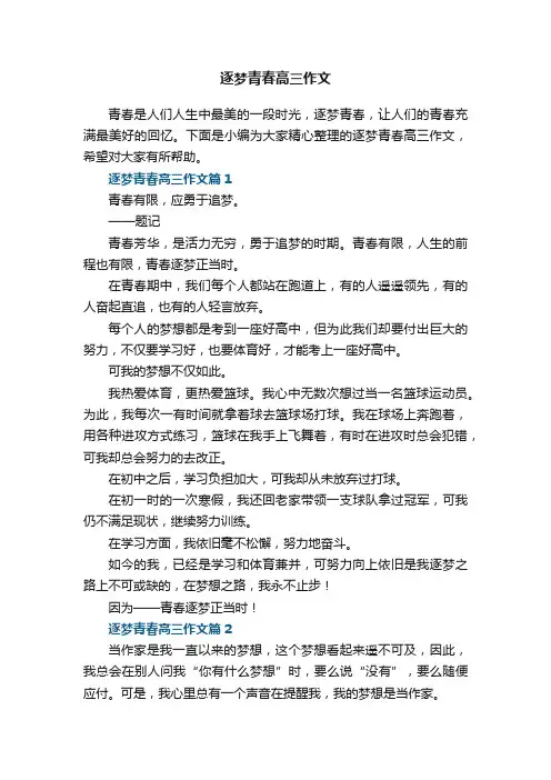 逐梦青春高三作文5篇