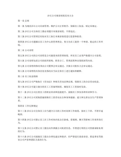 沙石公司规章制度范本大全